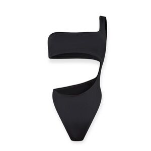 Black One Shoulder Cut Out Swimsuit